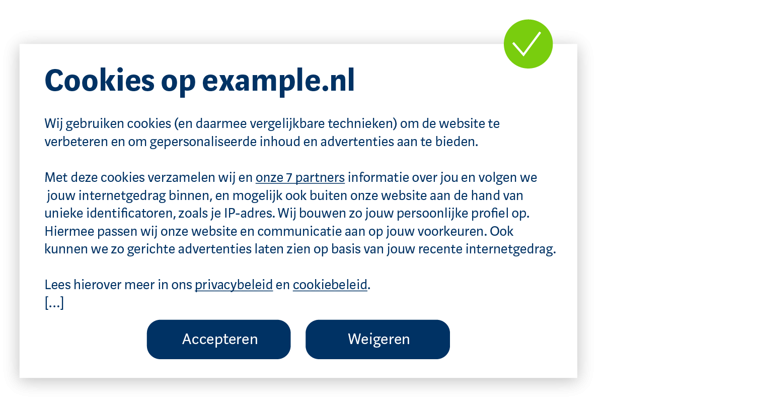 voorbeeld cookiebanners - soort en doel 